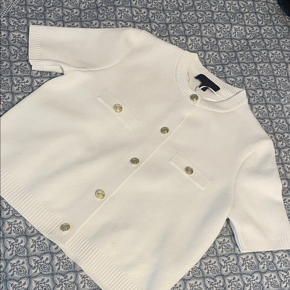 Zara Cream Cardigan with Gold Button Detail